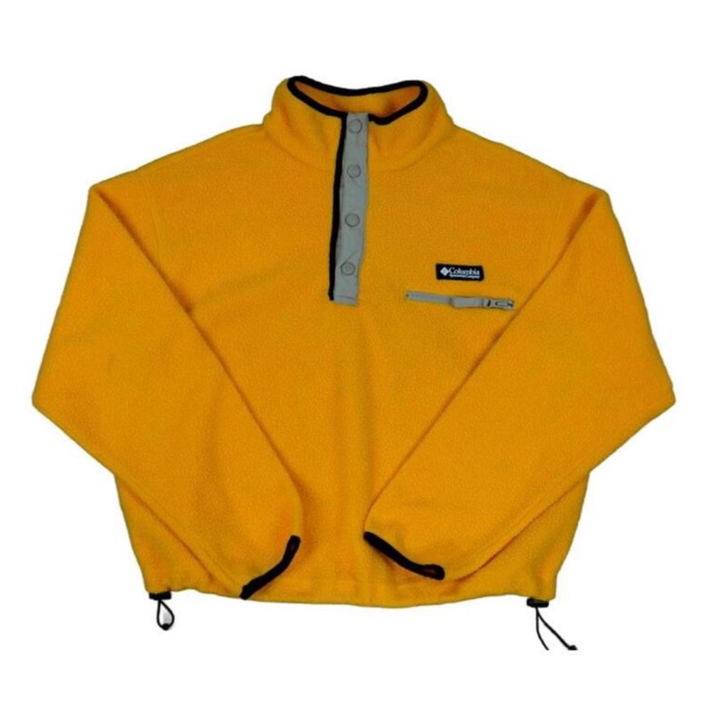 Vintage Athleisure, Columbia Fleece Snap-Neck Pullover Yellow M